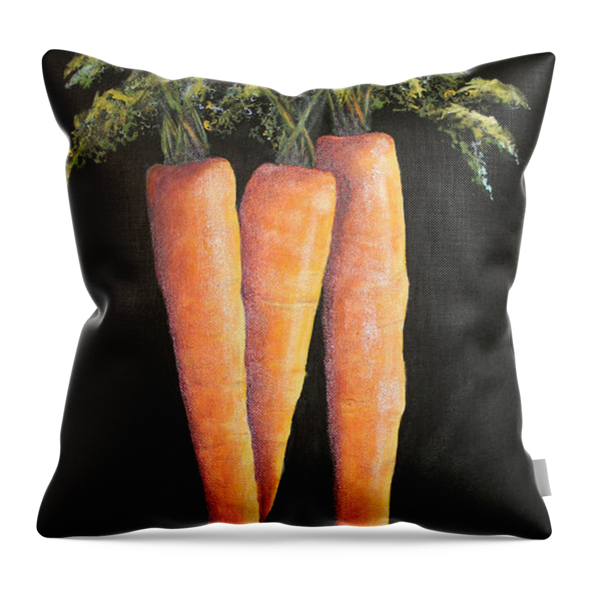 Kitchen Throw Pillow featuring the painting Carrots by Donna Tucker