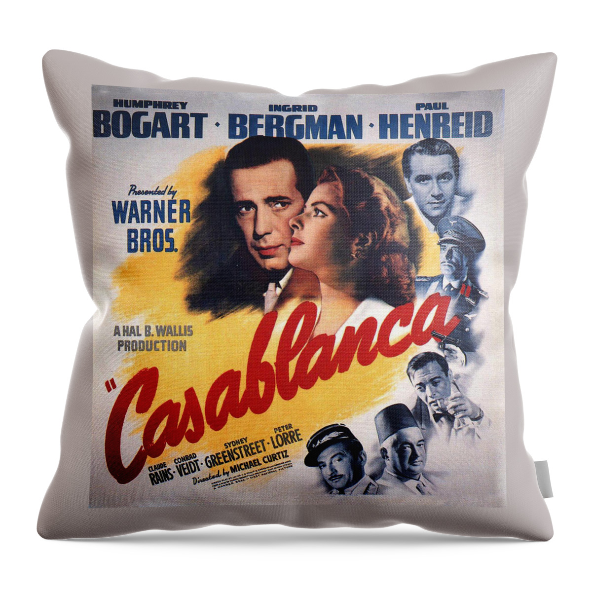 40s Throw Pillow featuring the digital art Casablanca in Color by Georgia Fowler