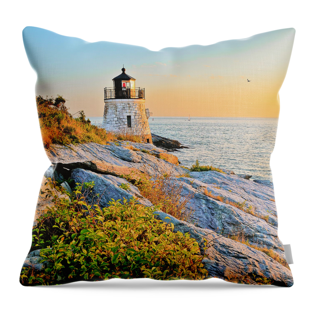 Castle Throw Pillow featuring the photograph Castle Hill Lighthouse 1 Newport by Marianne Campolongo