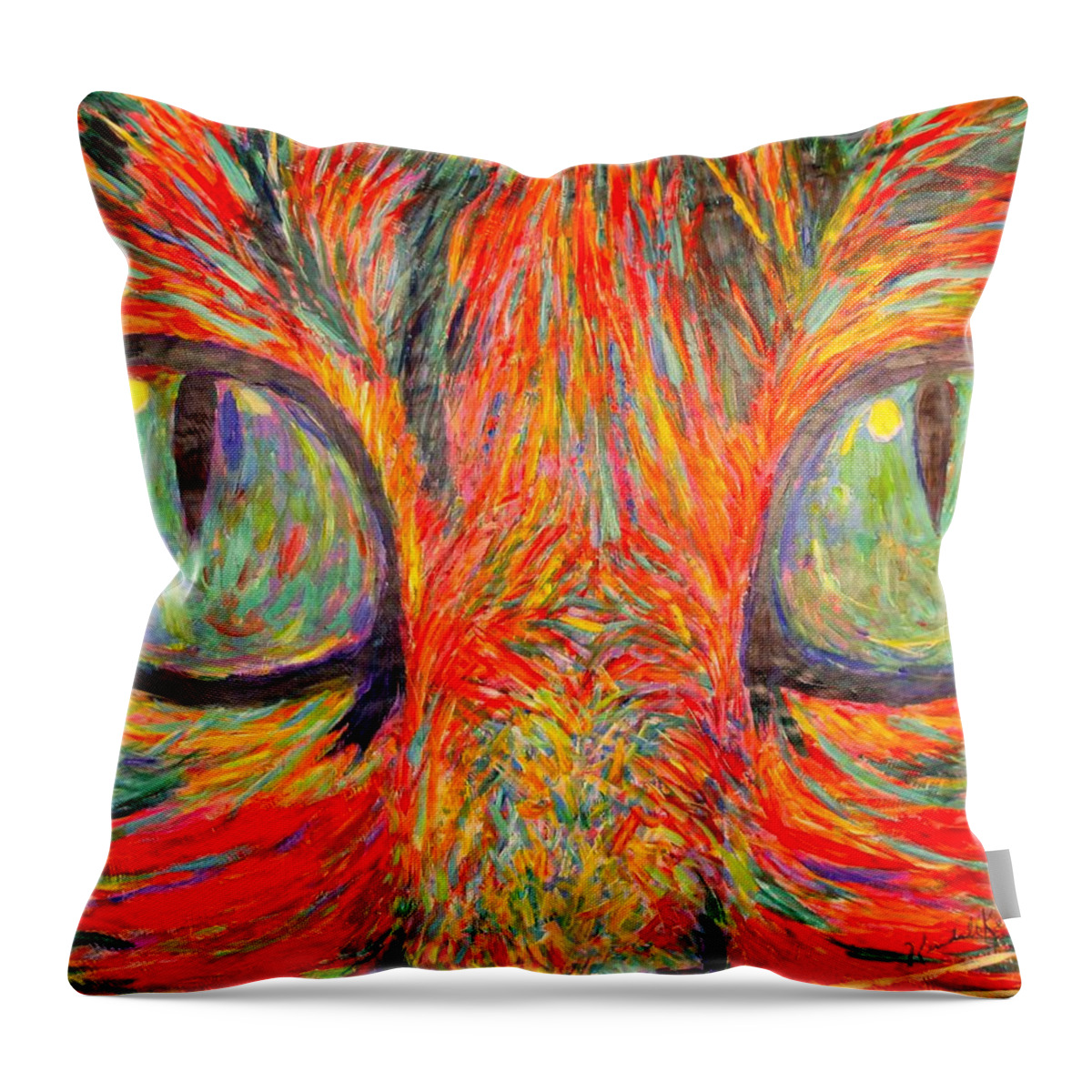 Cats Eyes Throw Pillow featuring the painting Cats Eyes by Kendall Kessler