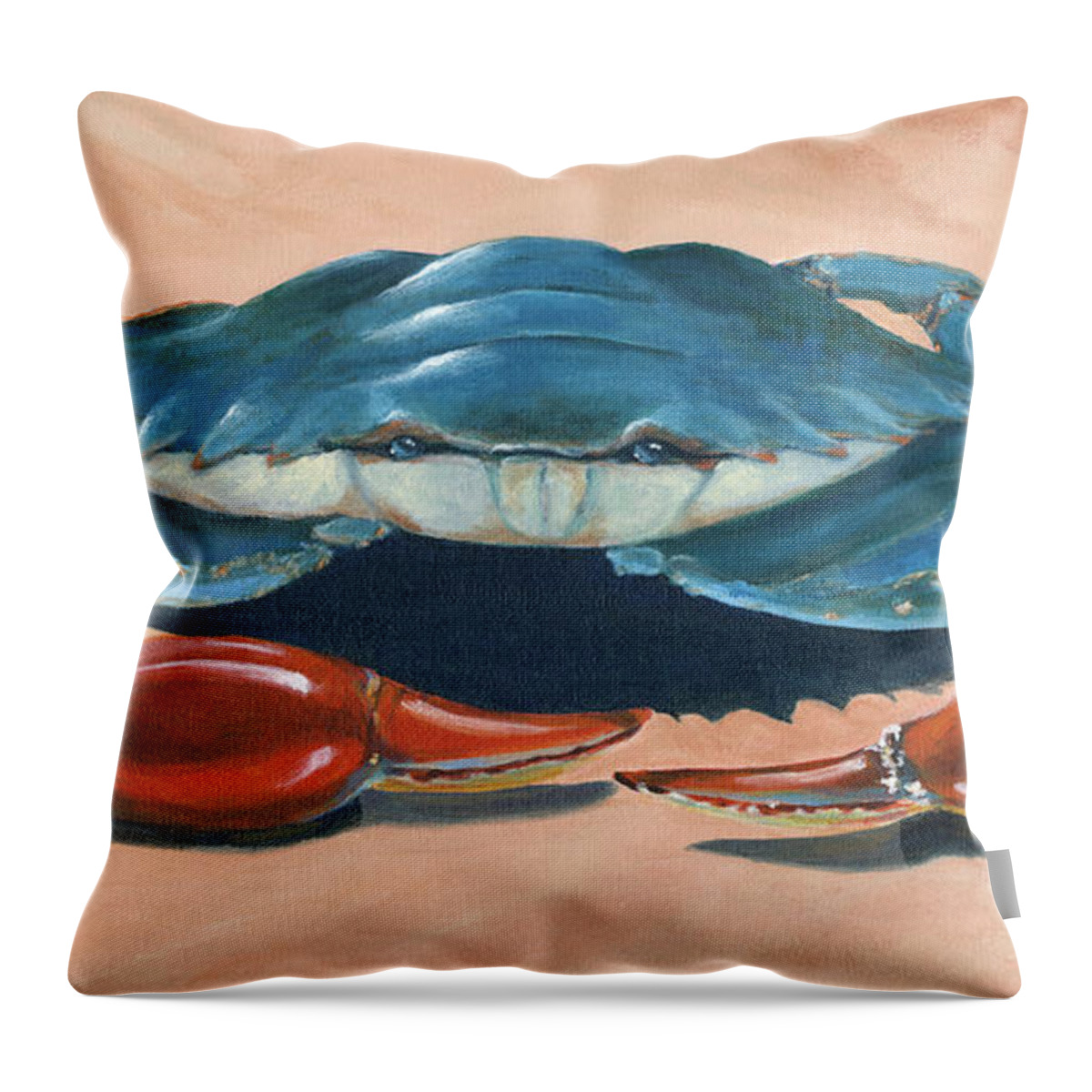 Crab Throw Pillow featuring the painting Caught Red Handed by Donna Tucker