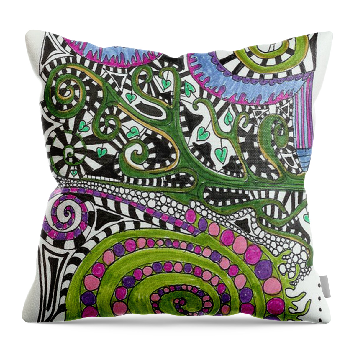 Zentangles Throw Pillow featuring the mixed media Celtic by Ruth Dailey