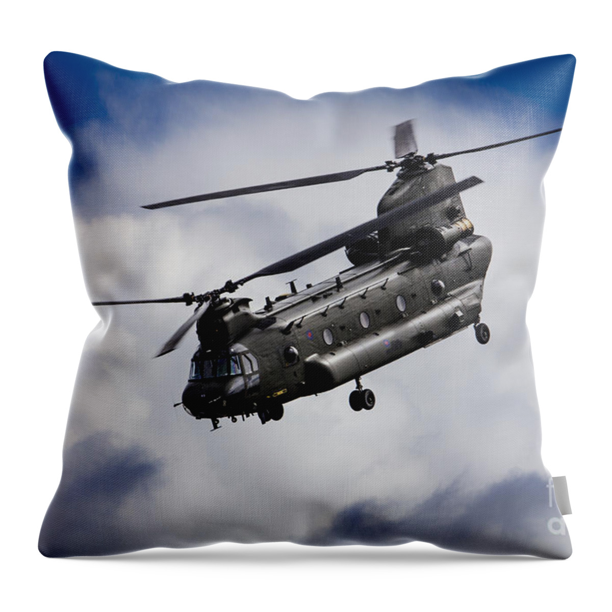 Raf Chinook Throw Pillow featuring the digital art CH47 Chinook by Airpower Art