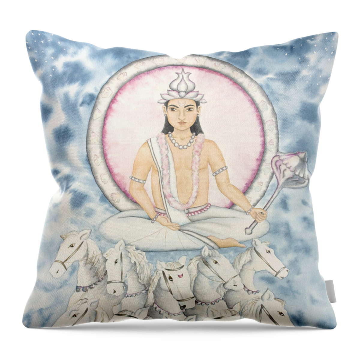 Vedic Astrology Throw Pillow featuring the painting Chandra The Moon by Srishti Wilhelm