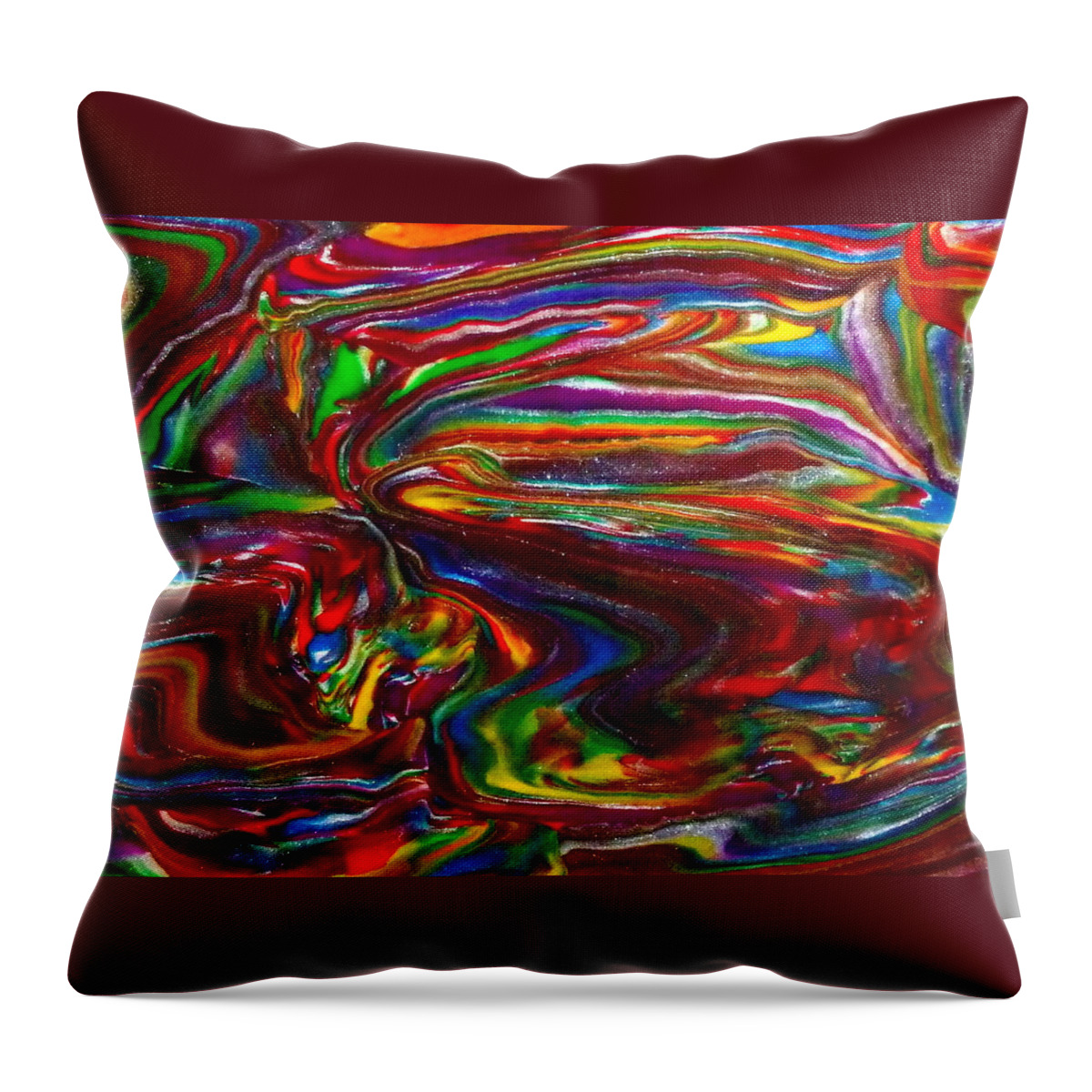 Abstract Throw Pillow featuring the mixed media Chaotic Flow by Deborah Stanley