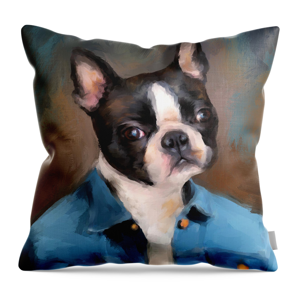 Art Throw Pillow featuring the painting Chic Boston Terrier by Jai Johnson
