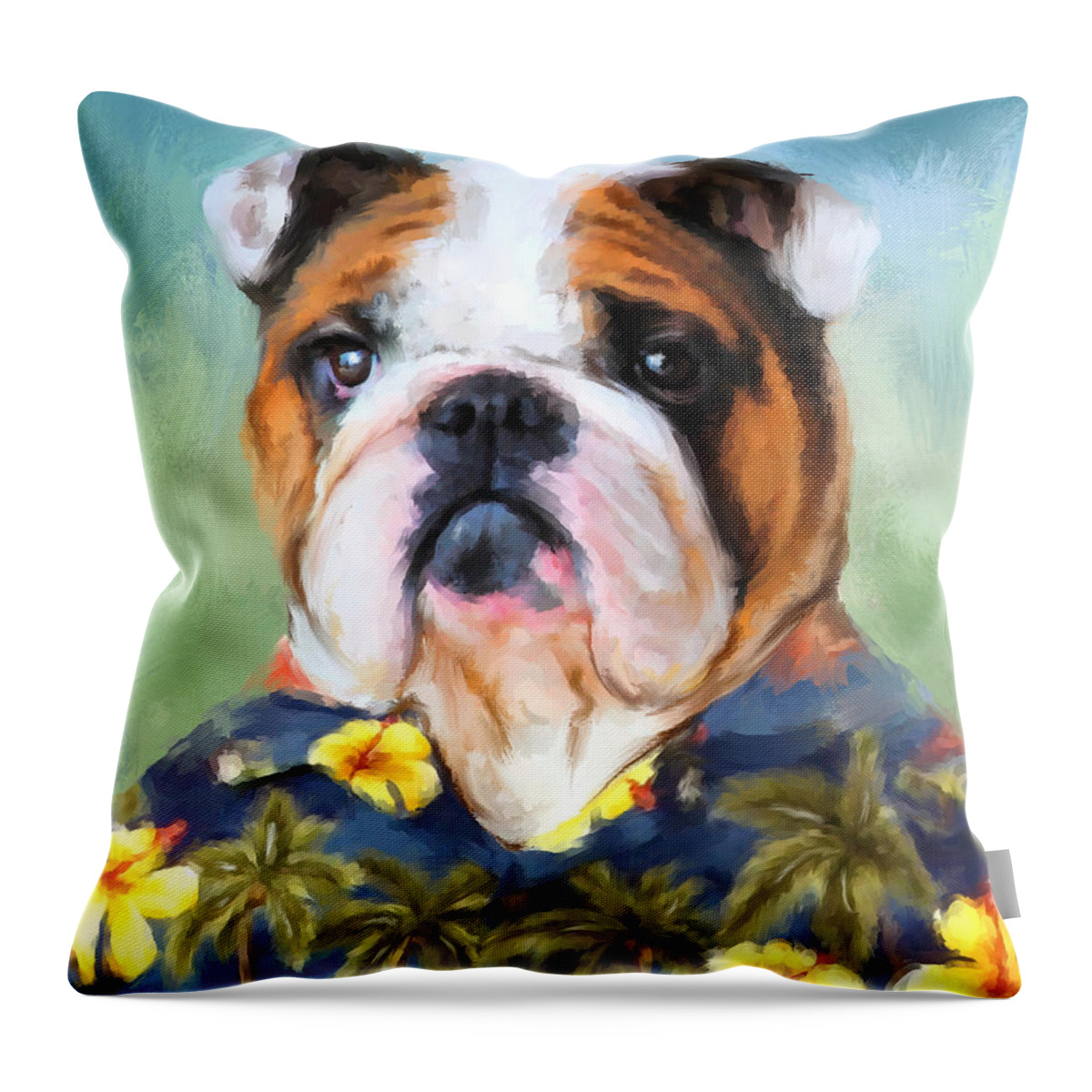 Art Throw Pillow featuring the painting Chic English Bulldog by Jai Johnson