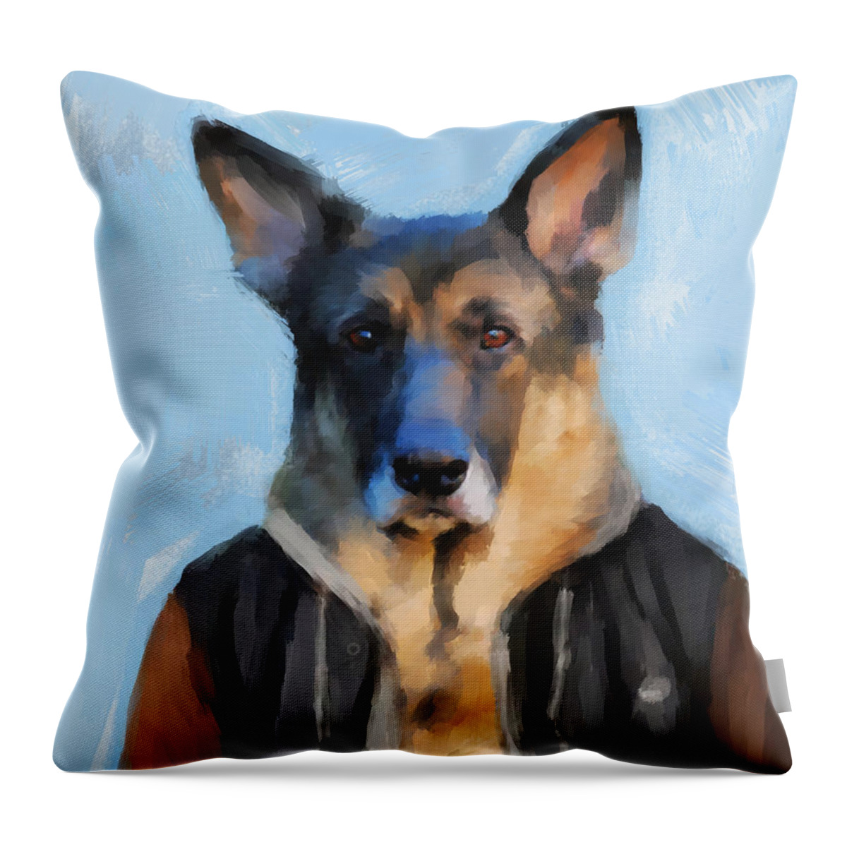 Art Throw Pillow featuring the painting Chic German Shepherd by Jai Johnson