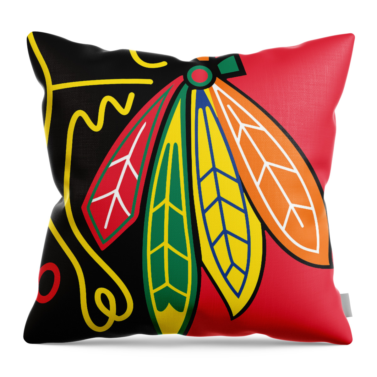 Chicago Throw Pillow featuring the painting Chicago Blackhawks by Tony Rubino