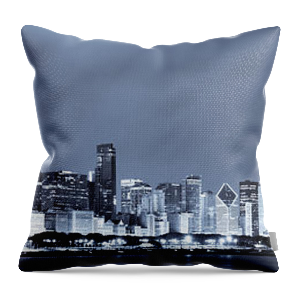Chicago Skyline Throw Pillow featuring the photograph Chicago in Blue by Sebastian Musial