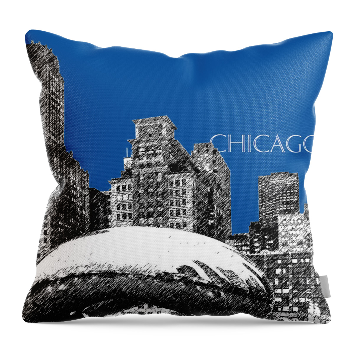 Architecture Throw Pillow featuring the digital art Chicago The Bean - Royal Blue by DB Artist