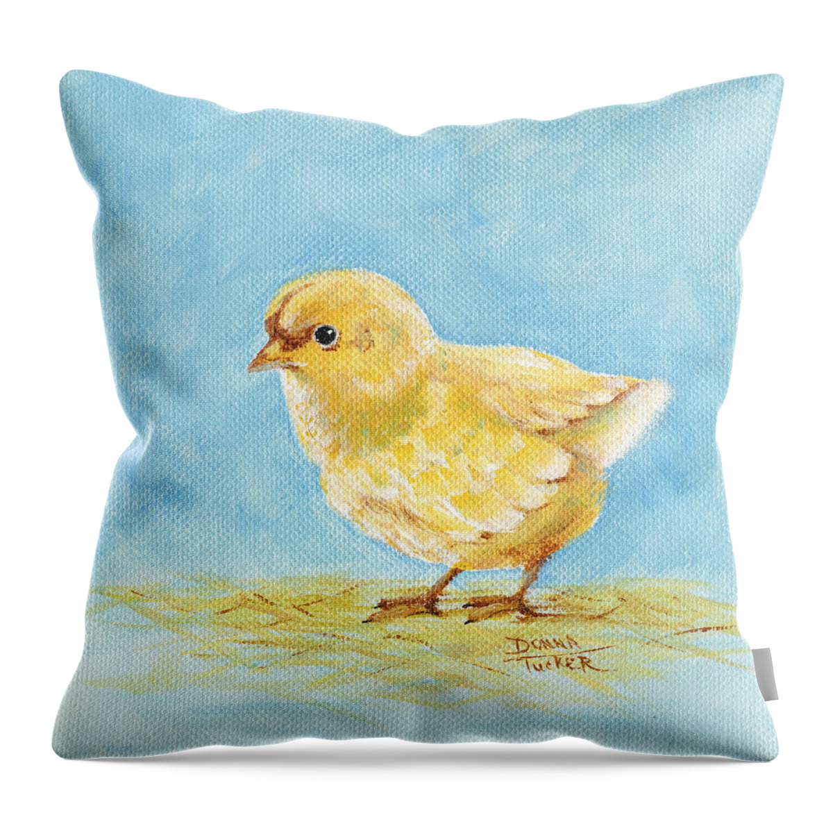 Chick Throw Pillow featuring the painting Chick by Donna Tucker