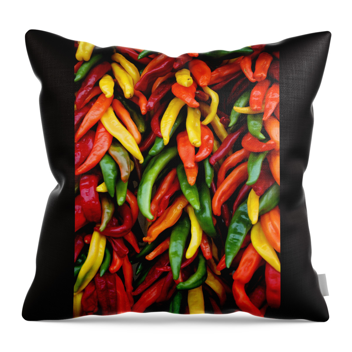 Chile Throw Pillow featuring the photograph Chile Ristras by Mary Lee Dereske