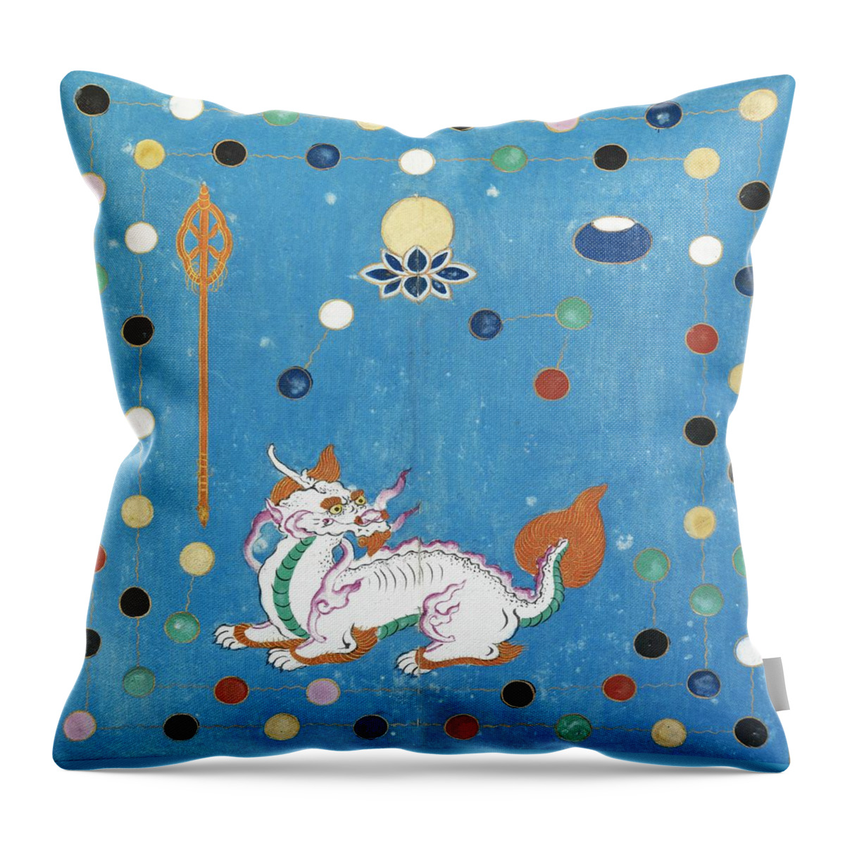 Chinese Throw Pillow featuring the painting Chinese Dragon by Vintage Art