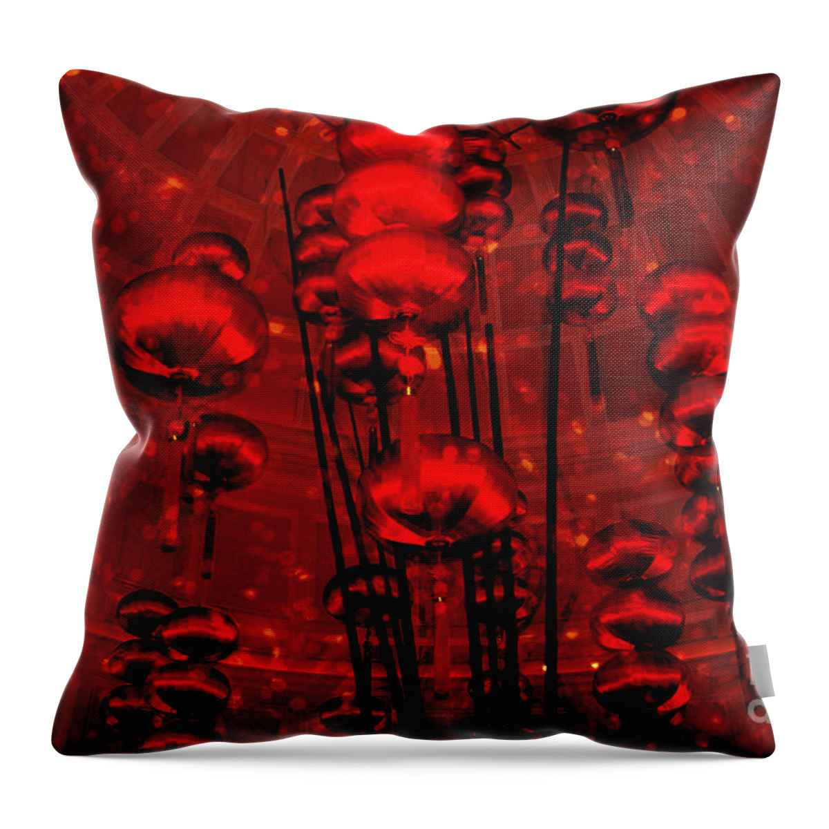 Abstract Throw Pillow featuring the photograph Chinese Lanterns by Julie Lueders 