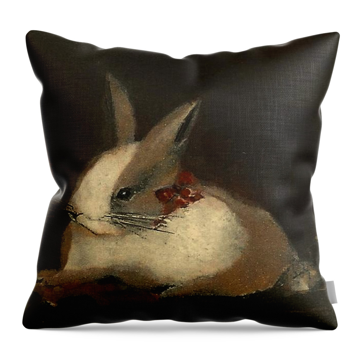 Fine Art America.com Throw Pillow featuring the painting Christmas Rabbit by Diane Strain