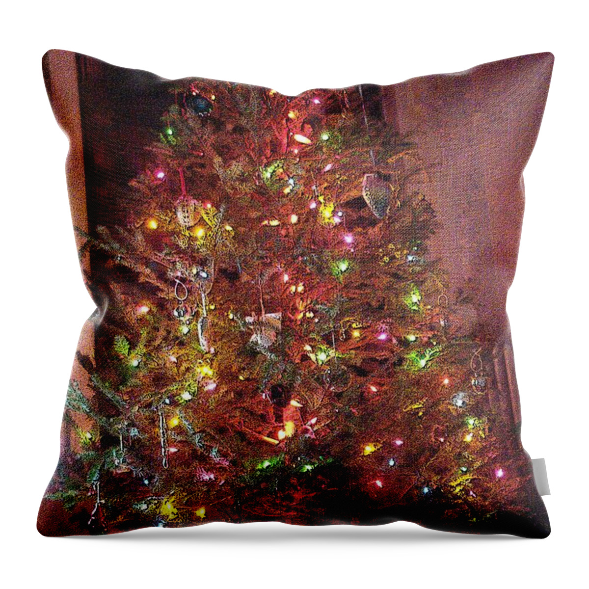 Red Throw Pillow featuring the photograph Christmas Tree Memories, Red by Carol Whaley Addassi