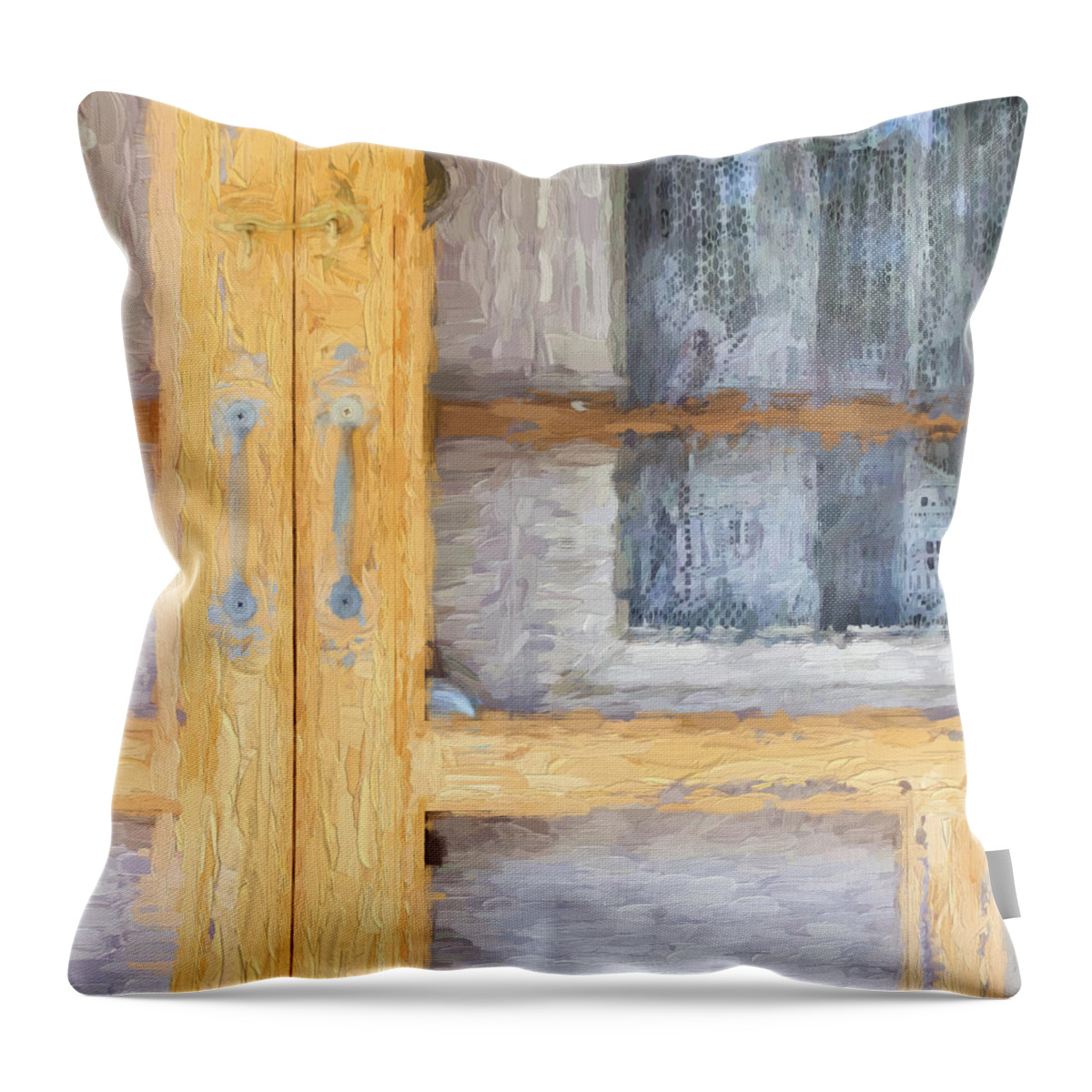 Curtains Throw Pillow featuring the photograph Church Camp House Detail Painterly Series 14 by Carol Leigh