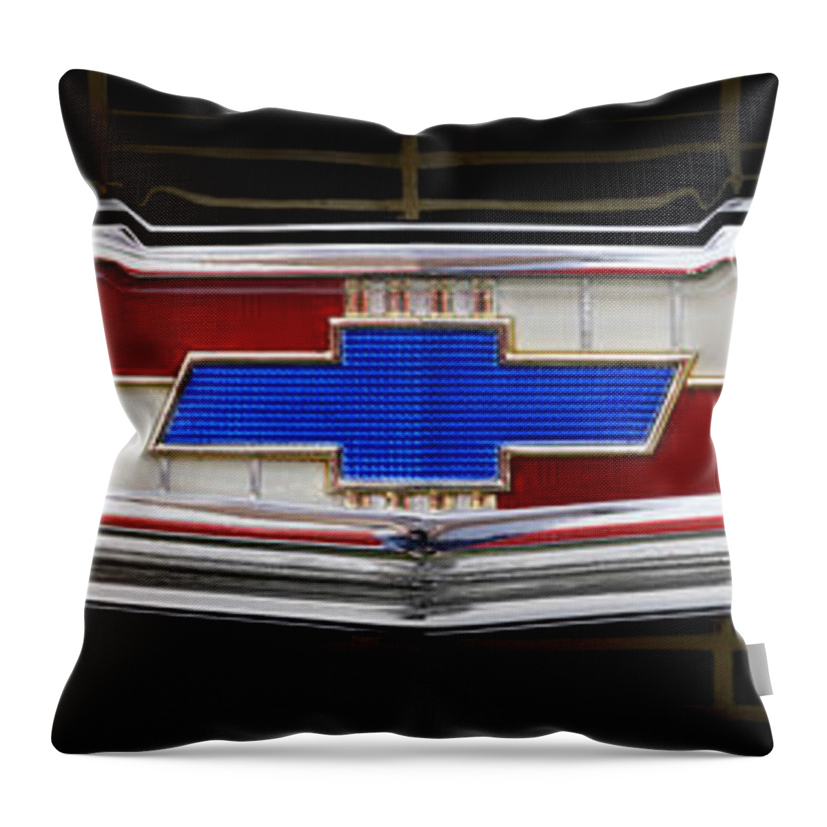 Transportation Throw Pillow featuring the photograph Classic Chevrolet Emblem by Mike McGlothlen