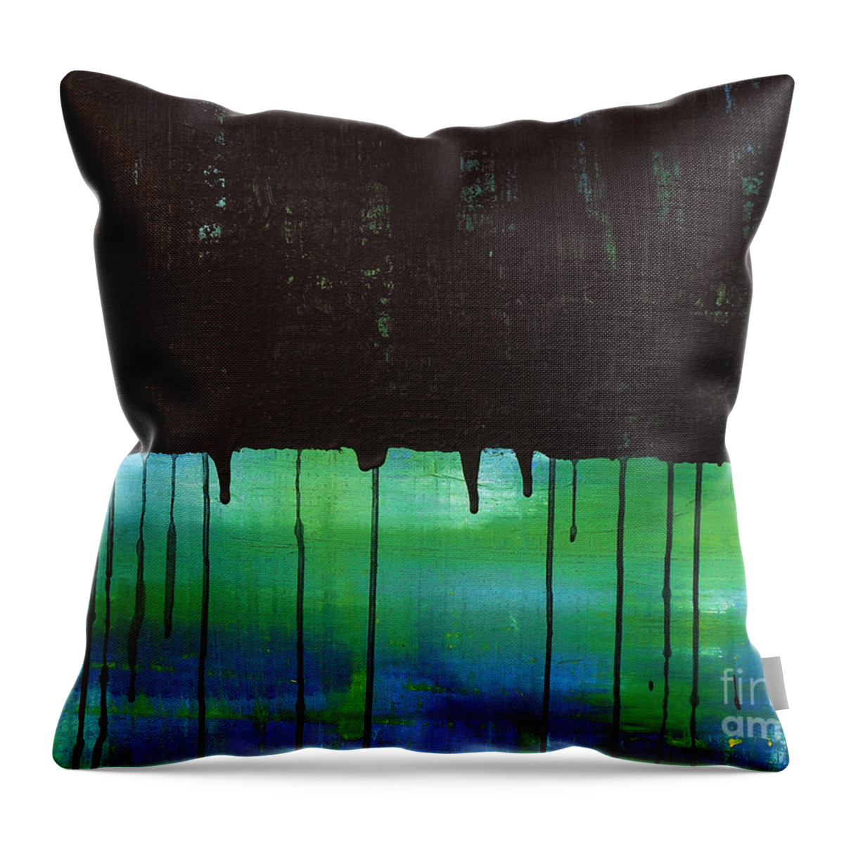 Abstract Throw Pillow featuring the painting Coastal Town by Amanda Sheil