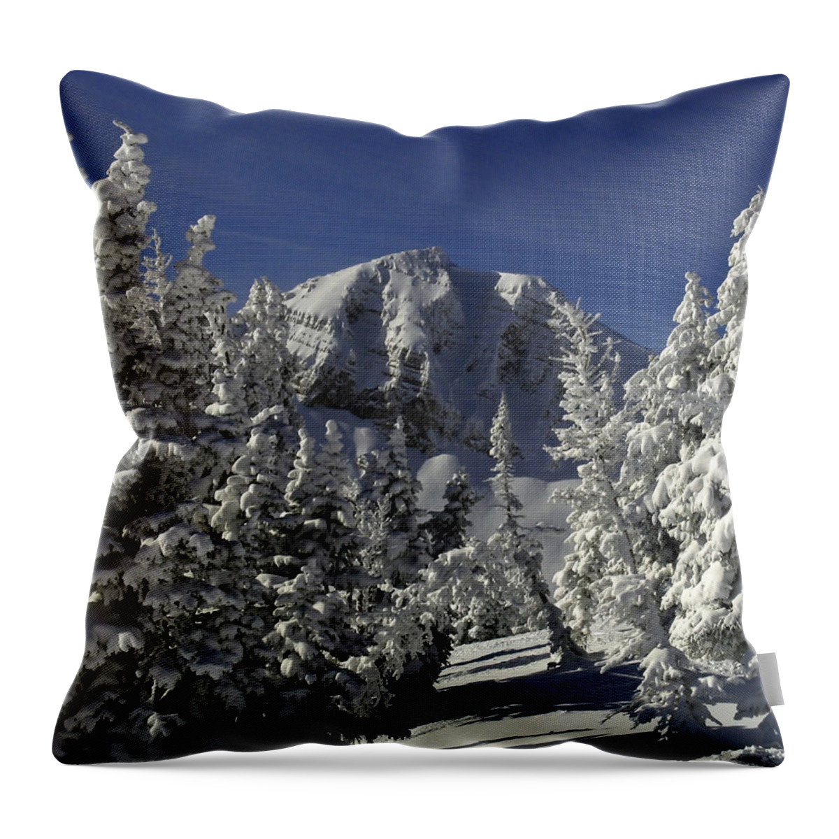 Cody Peak Throw Pillow featuring the photograph Cody Peak After a Snow by Raymond Salani III