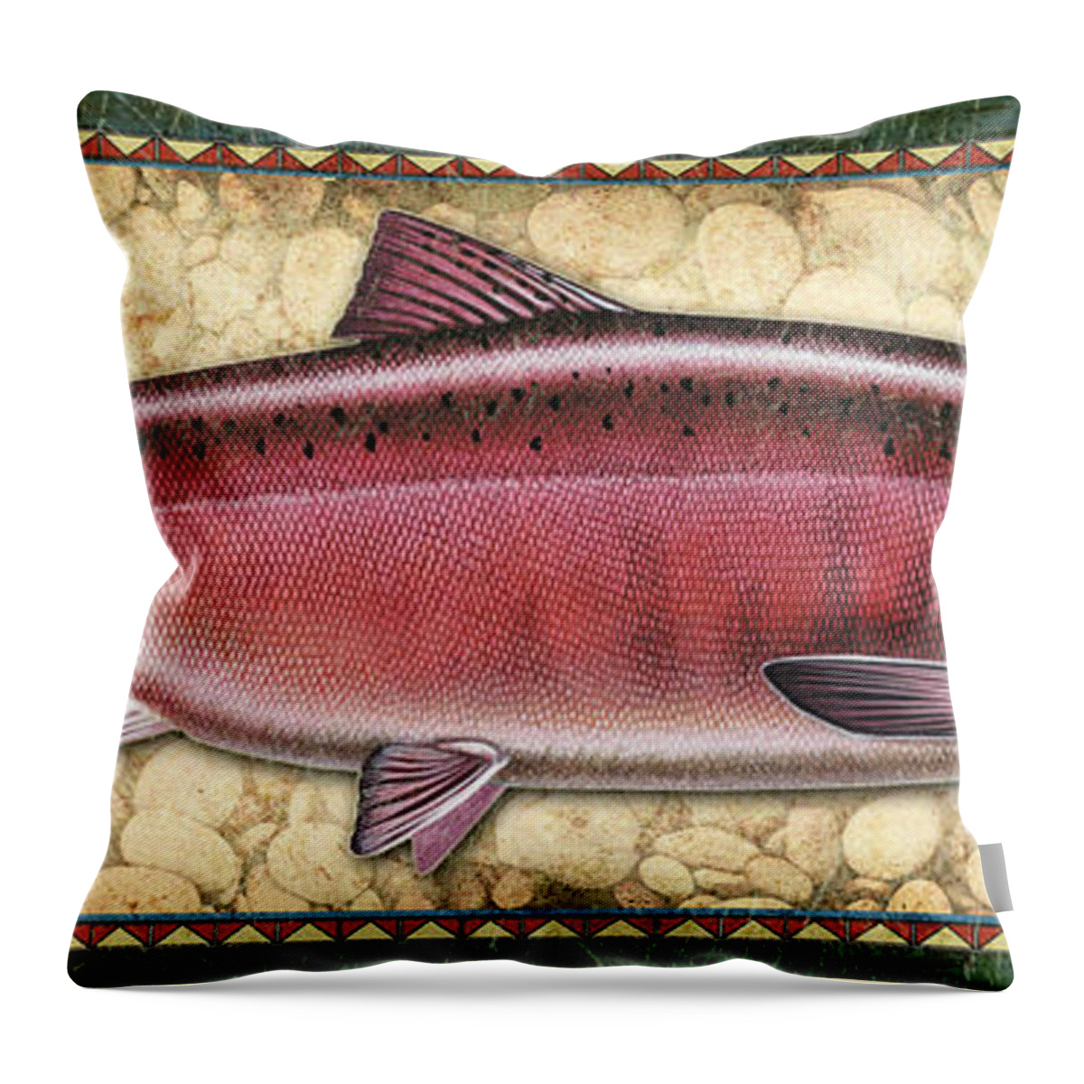 Coho Throw Pillow featuring the painting Coho Salmon Spawning Panel by JQ Licensing