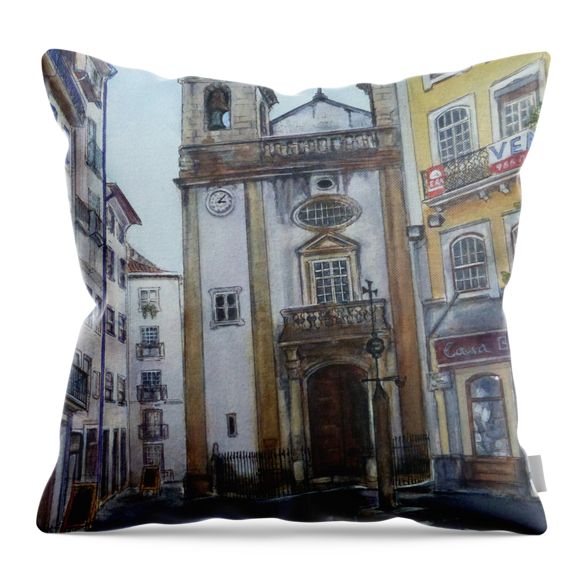 Coimbra Throw Pillow featuring the painting Coimbra by Henrieta Maneva