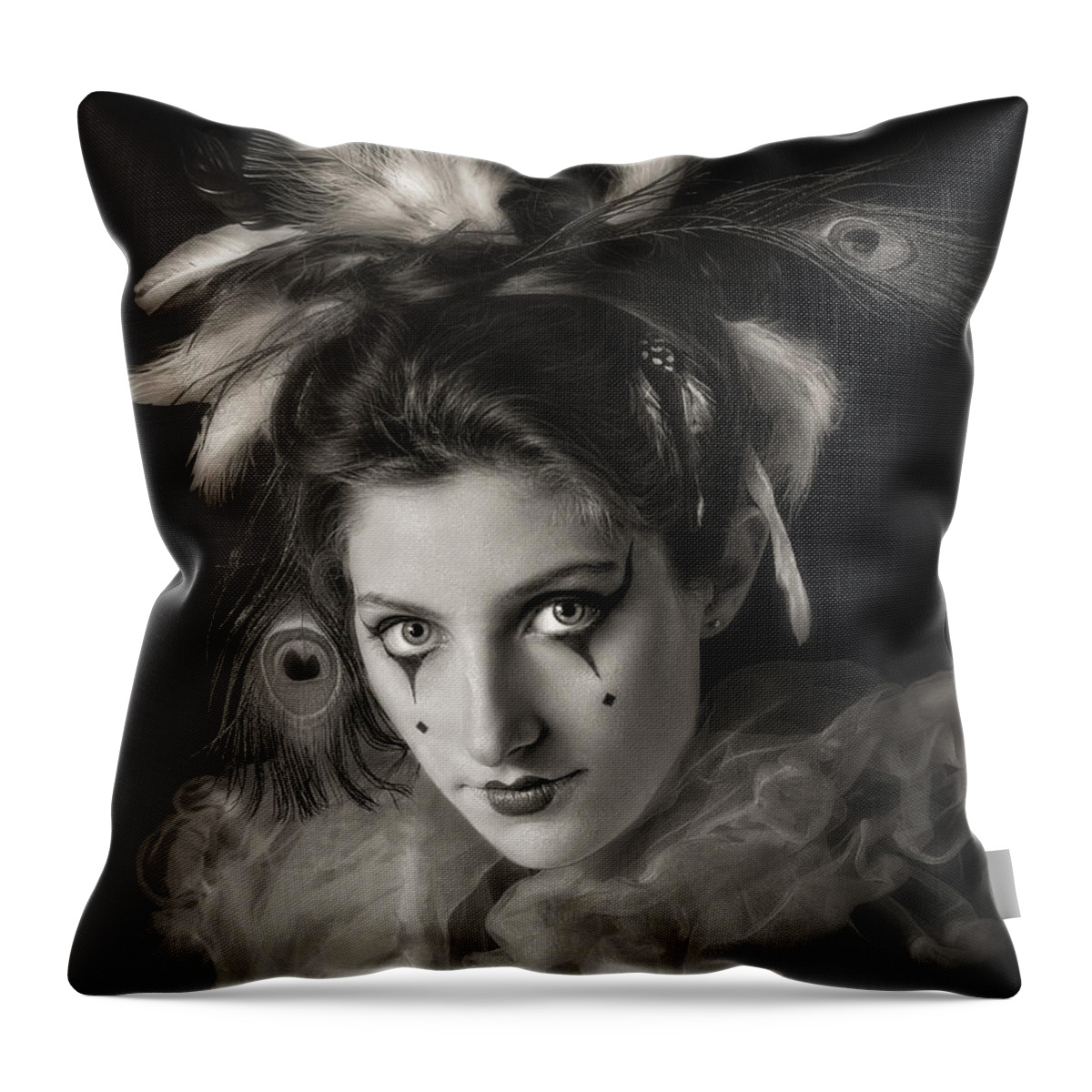 Clown Throw Pillow featuring the photograph Colombina by Endre Balogh