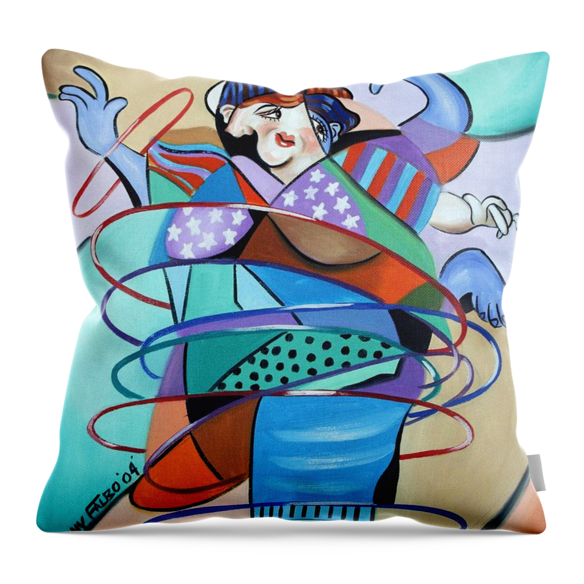 Color In Motion Throw Pillow featuring the painting Color In Motion by Anthony Falbo