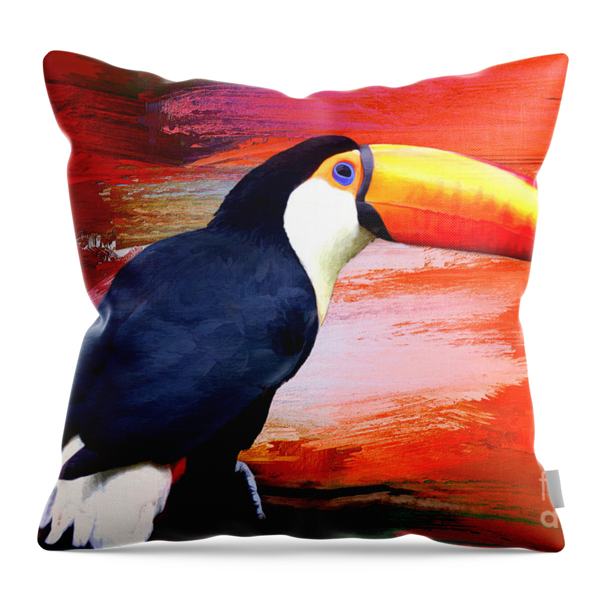 Toucan Throw Pillow featuring the digital art Colorful Toucan by Jayne Carney