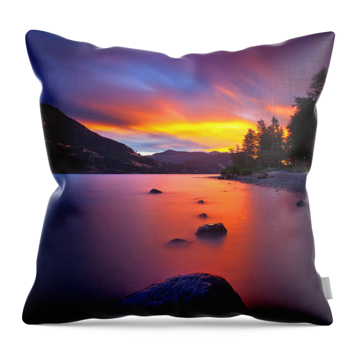 Sunset Throw Pillow featuring the photograph Columbia Morning Fire by Darren White