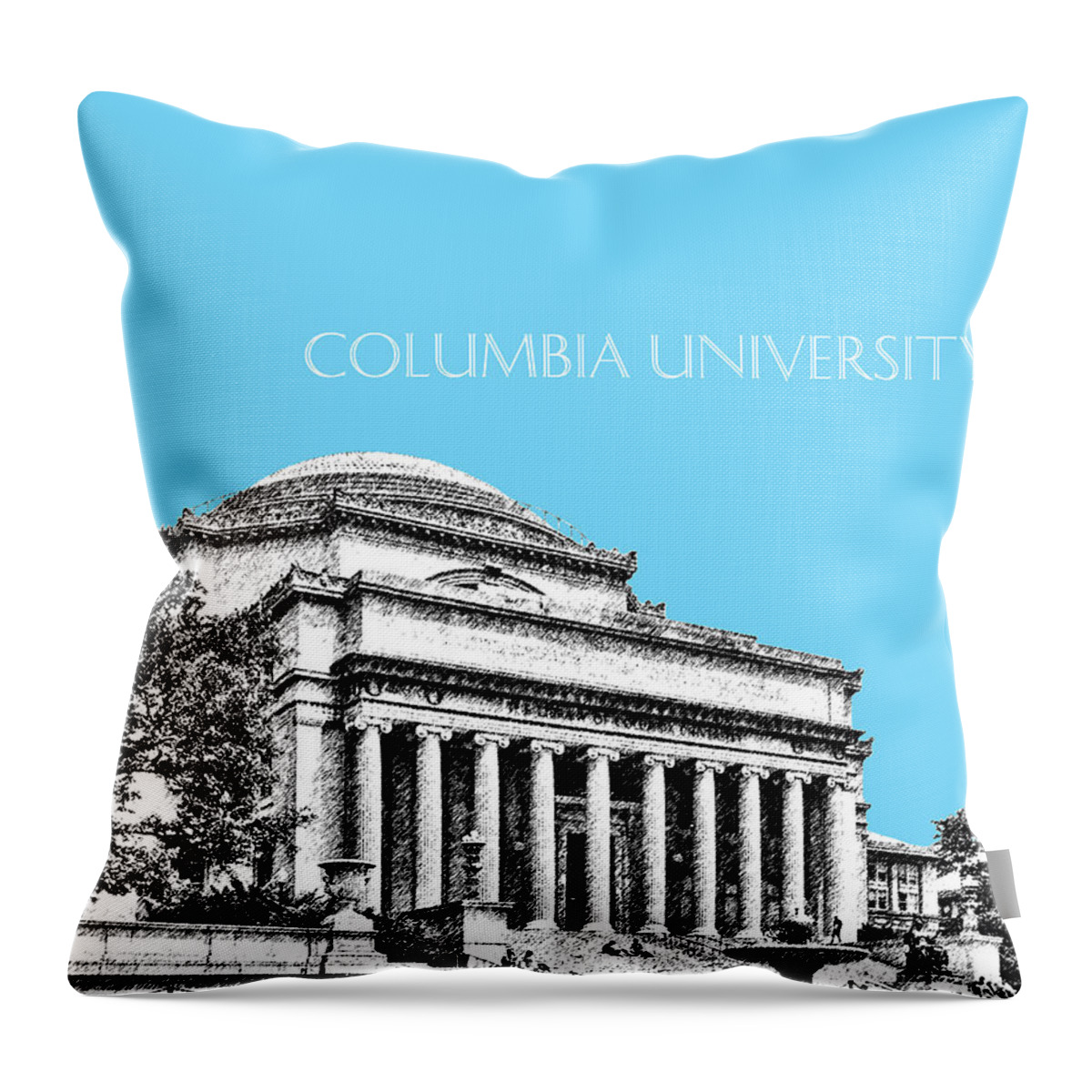 University Throw Pillow featuring the digital art Columbia University - Sky Blue by DB Artist