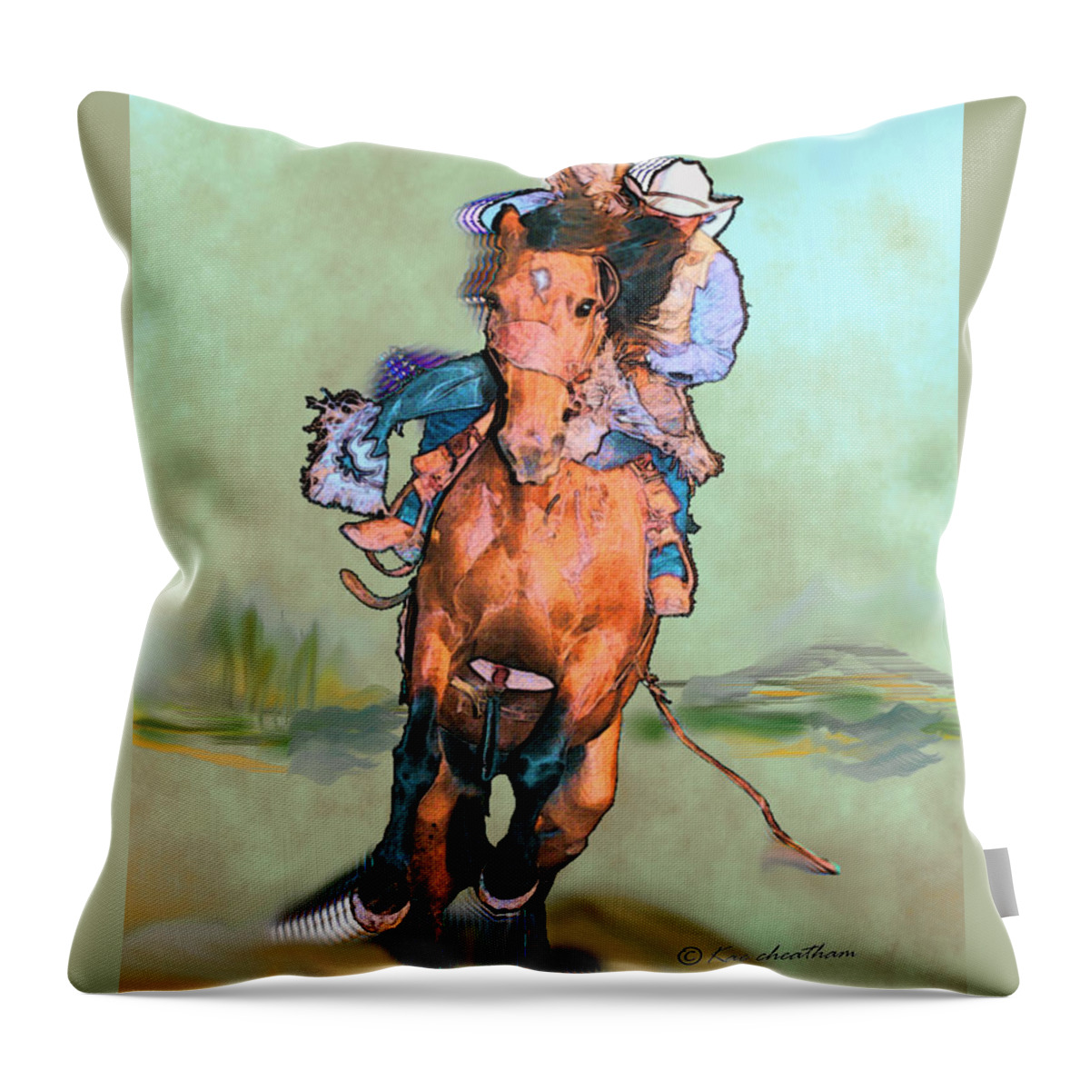 Cowboy Throw Pillow featuring the digital art Comin' Atcha by Kae Cheatham