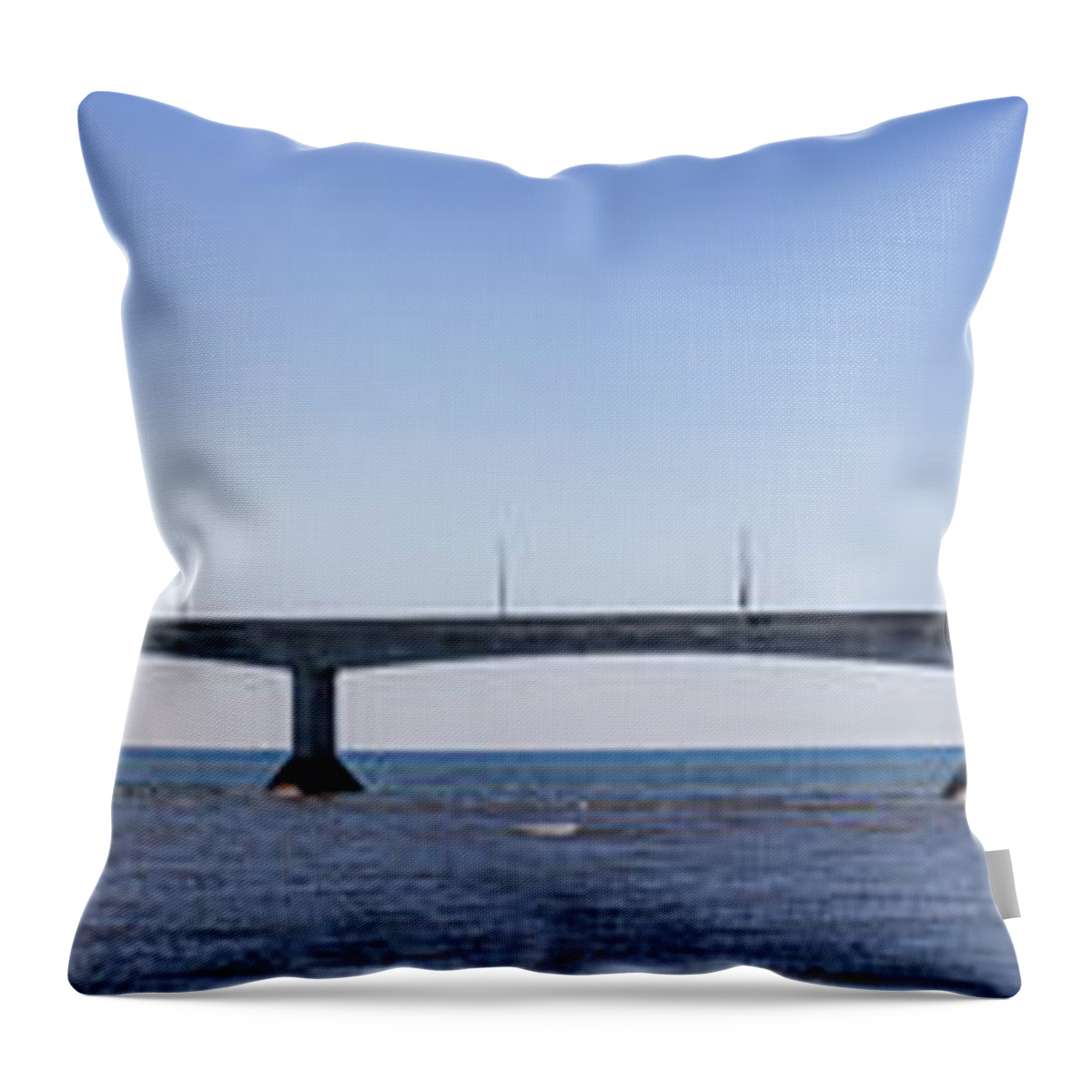 Bridge Throw Pillow featuring the photograph Confederation Bridge panorama 3 by Elena Elisseeva