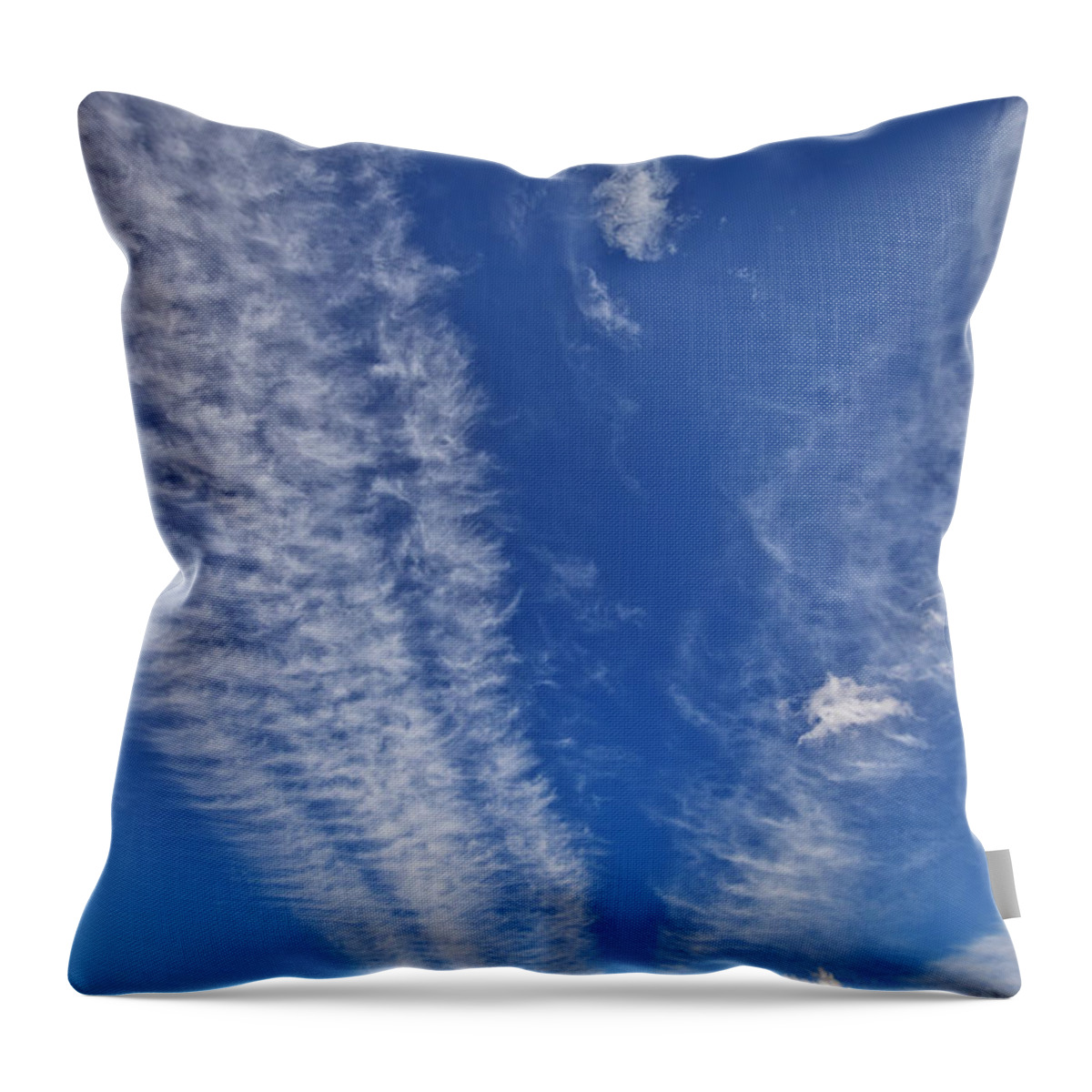 00559302 Throw Pillow featuring the photograph Contrails And Cumulus Cloud New Mexico by Yva Momatiuk John Eastcott