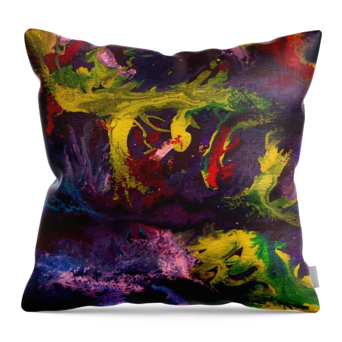 Space Painting Throw Pillow featuring the drawing Controled Chaos by David Neace