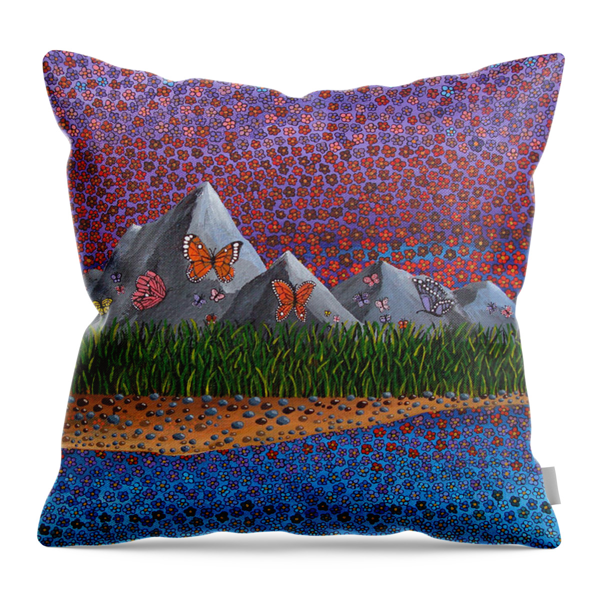Butterflies Throw Pillow featuring the painting Copious by Mindy Huntress