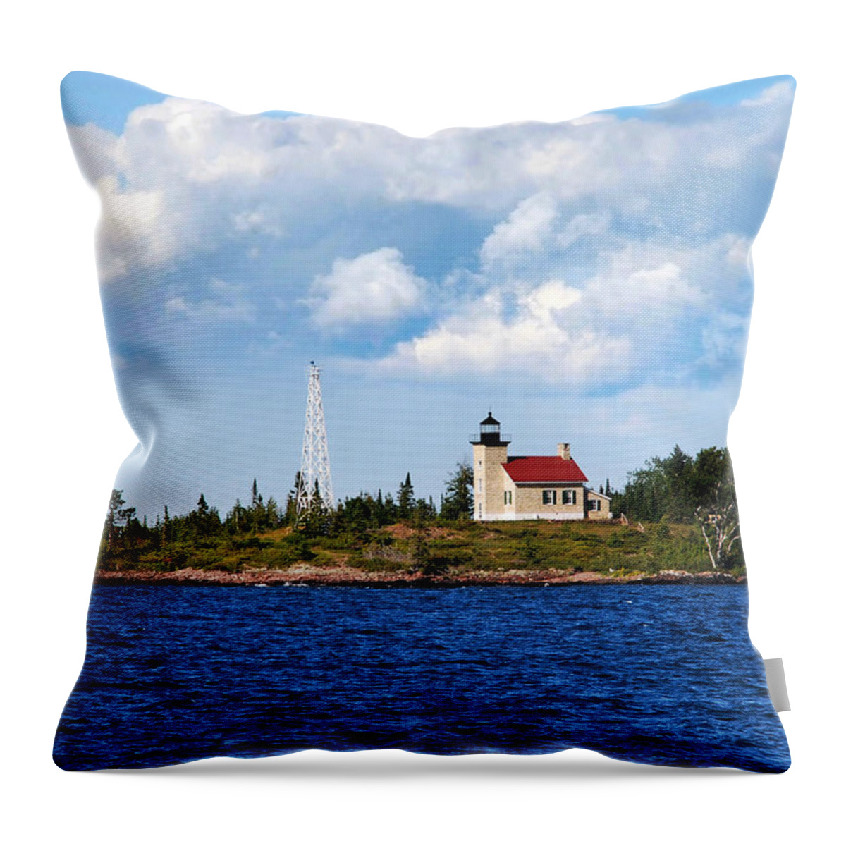 Lighthouse Throw Pillow featuring the photograph Copper Harbor Lighthouse by Christina Rollo