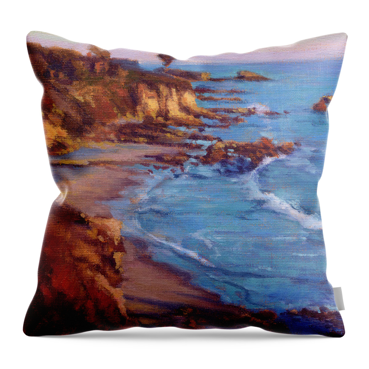 Corona Del Mar Throw Pillow featuring the painting Corona del Mar by Konnie Kim