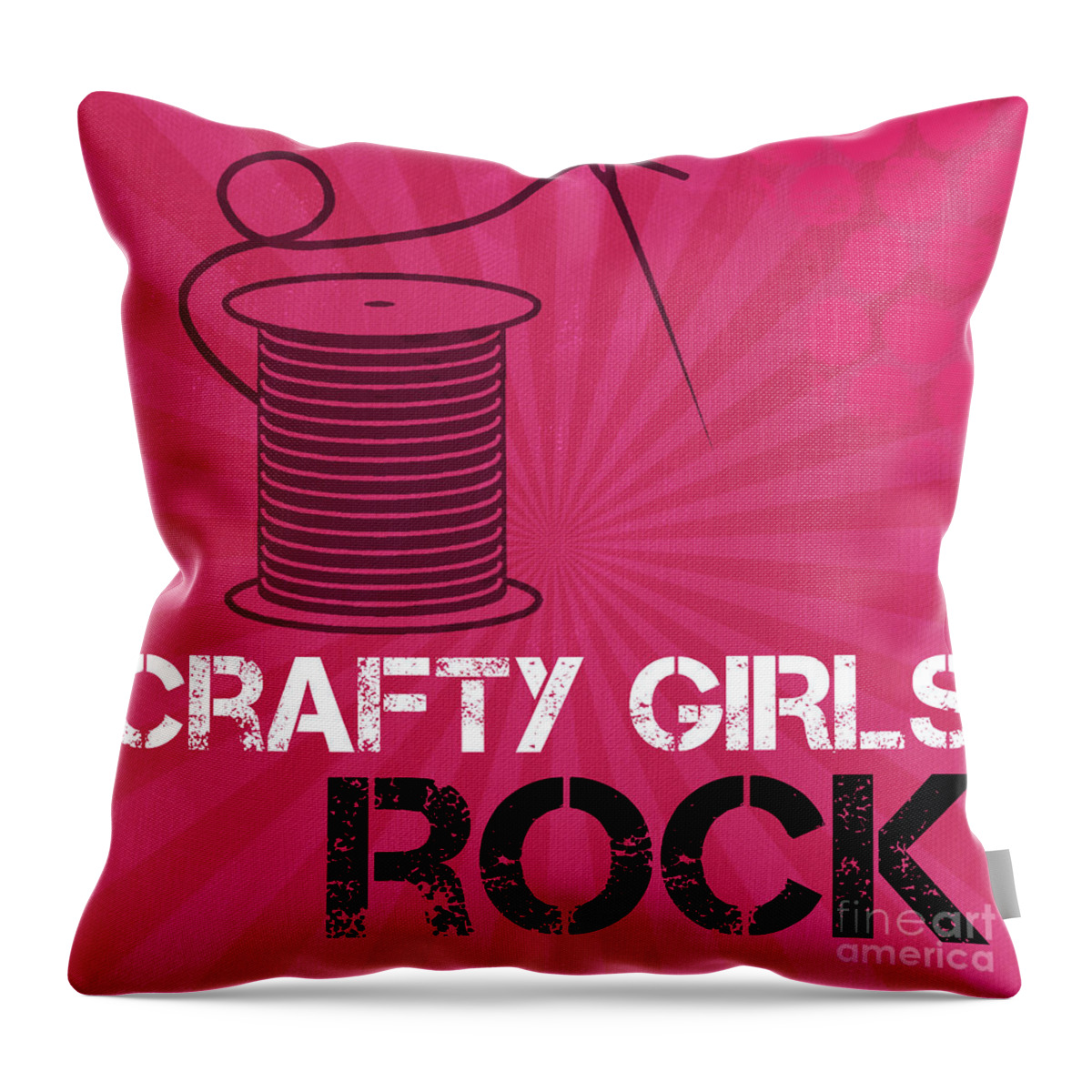 Crafty Throw Pillow featuring the mixed media Crafty Girls Rock by Linda Woods