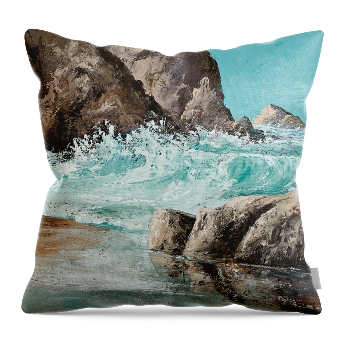 Ocean Throw Pillow featuring the painting Crashing Waves by Darice Machel McGuire