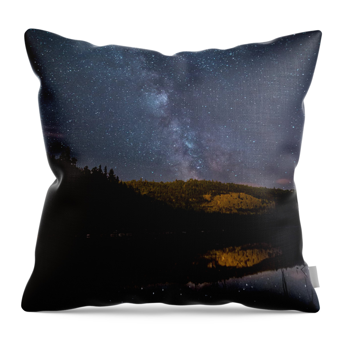 Astrophotography Throw Pillow featuring the photograph Crescent Lake Midnight by Jakub Sisak