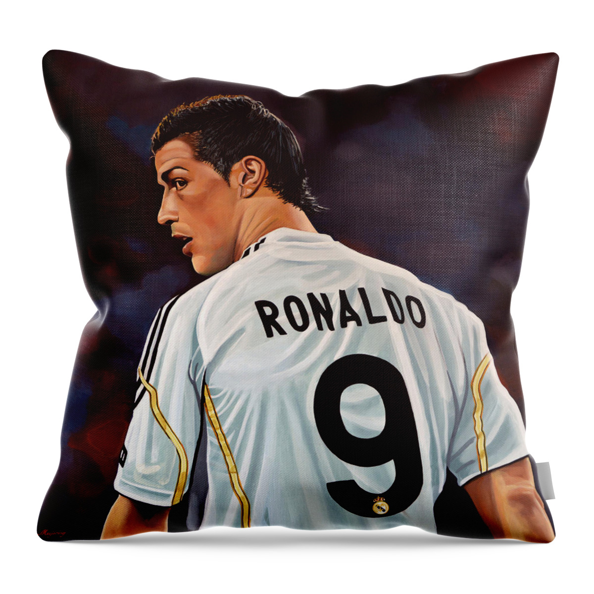 Real Madrid Throw Pillow featuring the painting Cristiano Ronaldo by Paul Meijering