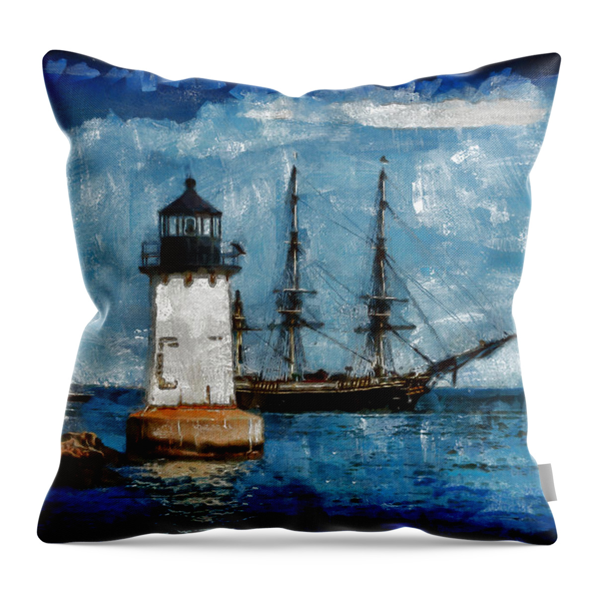 Salem Throw Pillow featuring the photograph Crossing into the harbor by Jeff Folger