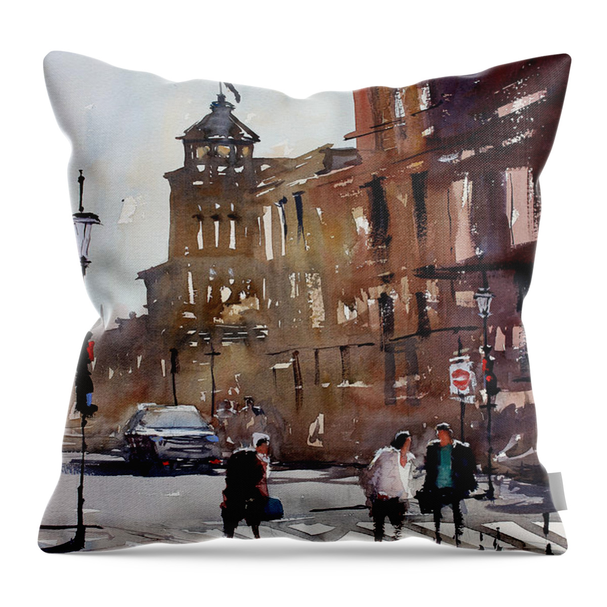 Ryan Radke Throw Pillow featuring the painting Crosswalk by Ryan Radke