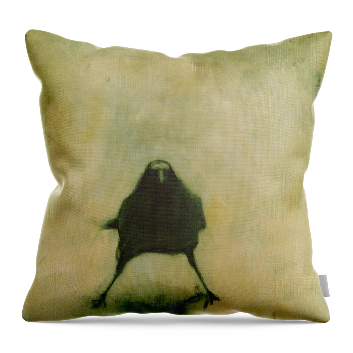 Crow Throw Pillow featuring the painting Crow 6 by David Ladmore