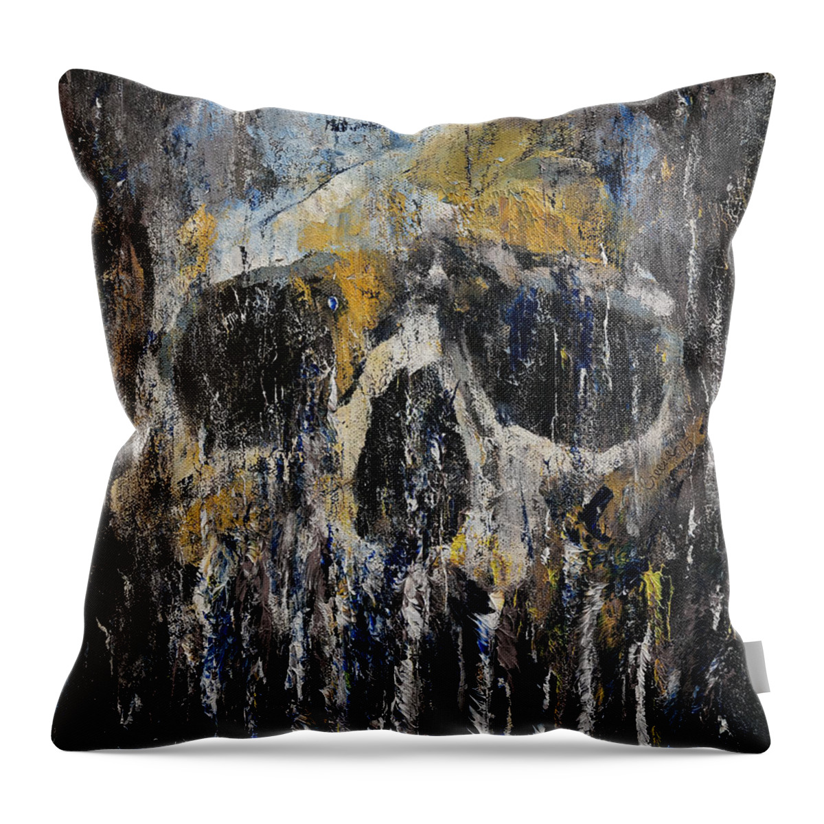 Cthulhu Throw Pillow featuring the painting Cthulhu Skull by Michael Creese