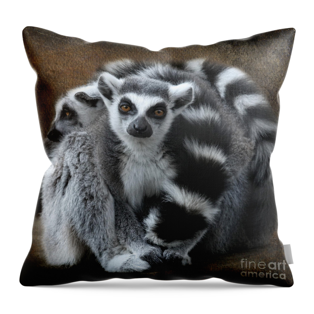 Lemur Throw Pillow featuring the digital art Curious Lemur by Jayne Carney