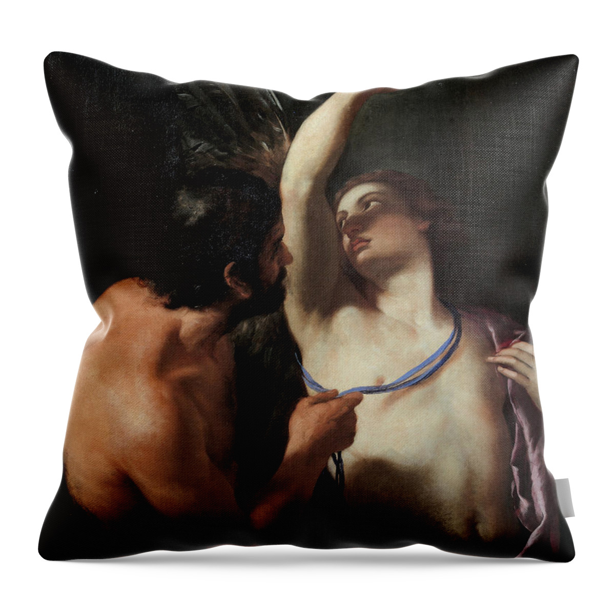 Andrea Sacchi Throw Pillow featuring the painting Daedalus and Icarus by Andrea Sacchi