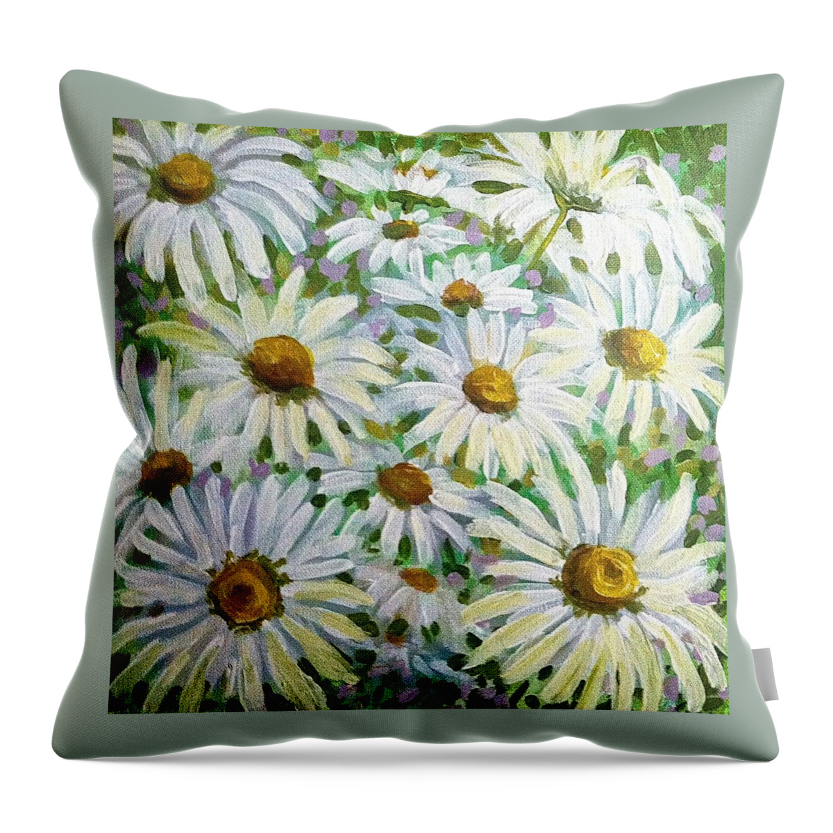 Daisy Throw Pillow featuring the painting Daisies by Jeanette Jarmon